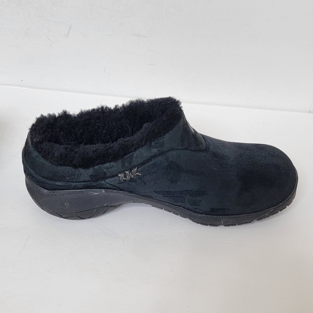 Merrell Black Q Form 2 Suede Sheepskin-lined Mules Slippers Black Slip Ons sz 6 - Picture 4 of 9
